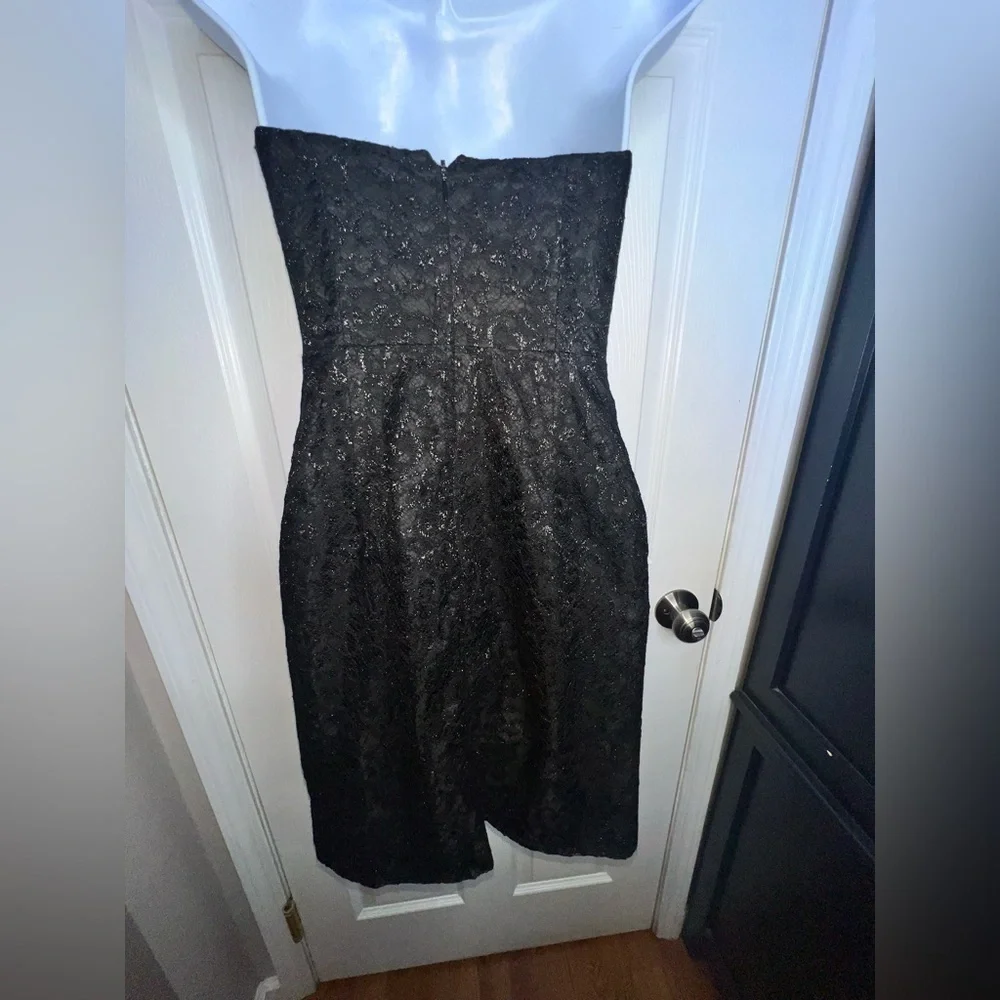 J. Crew Women’s 00 Black Strapless Metallic Lace Cocktail Dress XXS Classic